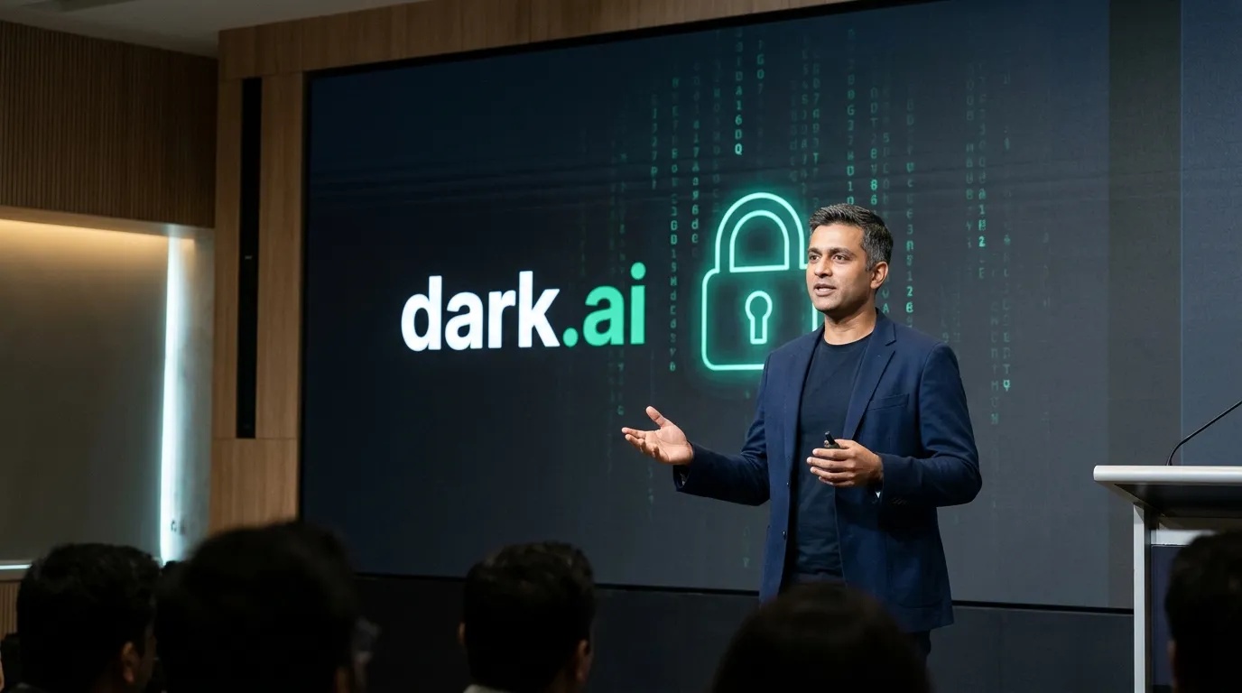 Deepinder Goyal speaking about generative AI systems and encrypted privacy infrastructure.
