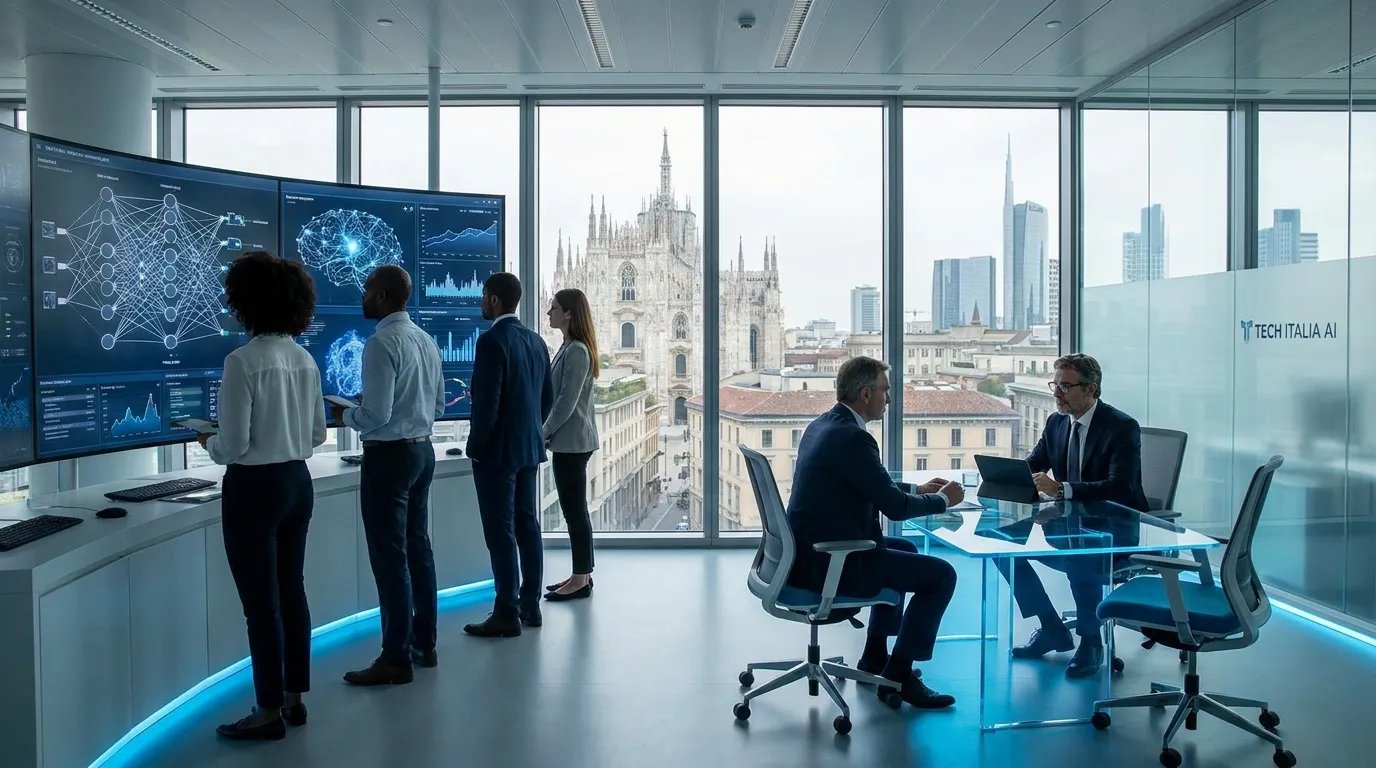 Anthropic employees working in a modern European office with AI-powered digital displays, representing the company’s expansion and hiring growth across Europe.