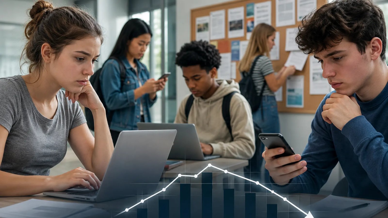 Teenagers searching and applying for summer jobs on laptops while reviewing employment opportunities.