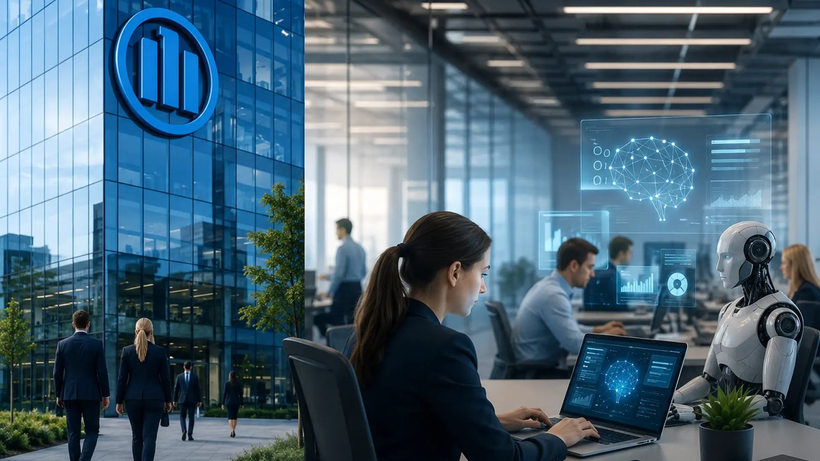 Allianz logo representing the company's travel insurance business and AI-driven workforce changes.