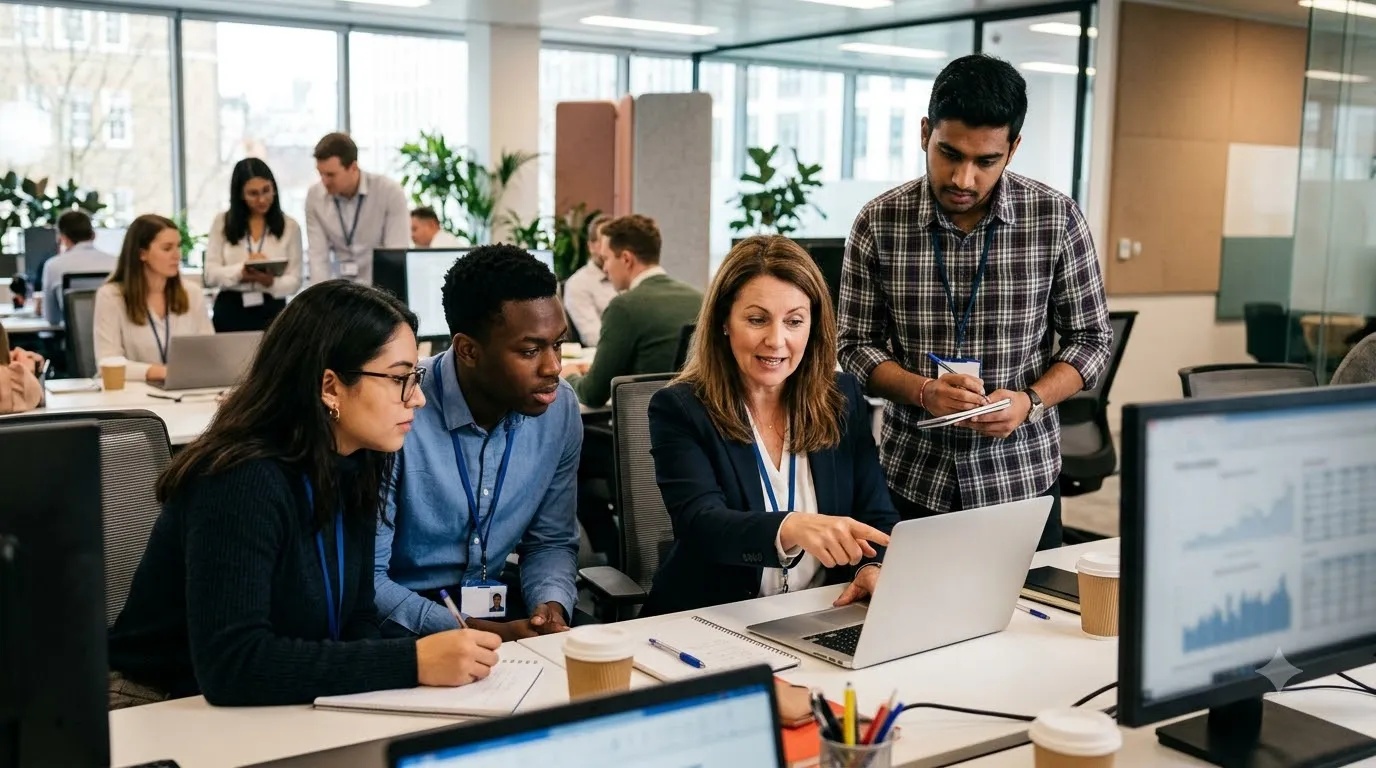 Bank of America employees participating in a professional apprenticeship and workforce training program